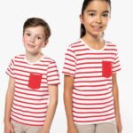 KIDS' STRIPED SHORT SLEEVE SAILOR T-SHIRT WITH POCKET