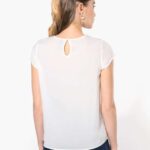 LADIES' SHORT-SLEEVED CREPE BLOUSE