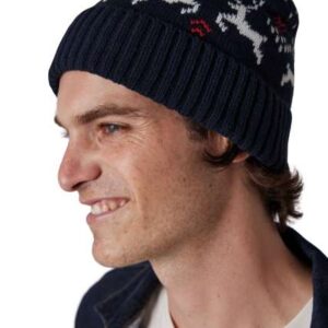 WINTER BEANIE WITH REINDEER DESIGN
