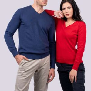 MEN’S V-NECK FINE GAUGE COTTON PULLOVER