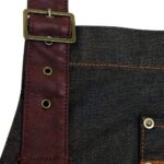 'DIVISION' WAXED LOOK DENIM BIB APRON WITH FAUX LEATHER