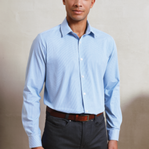 MEN'S LONG SLEEVE GINGHAM COTTON MICROCHECK SHIRT