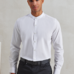 BANDED COLLAR 'GRANDAD' LONG SLEEVE SHIRT