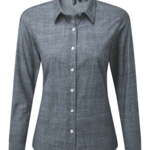 WOMEN'S COTTON SLUB CHAMBRAY LONG SLEEVE SHIRT